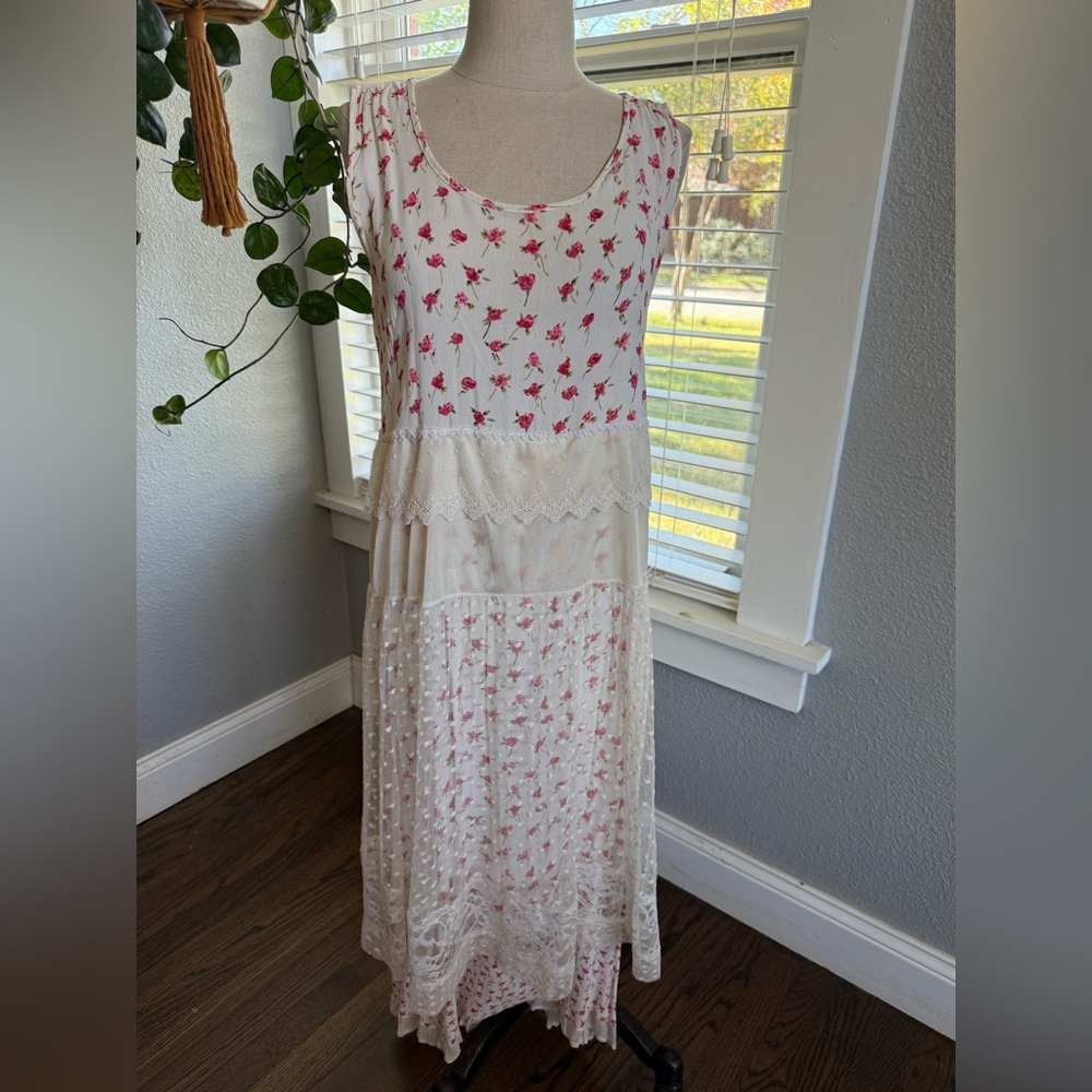 Vintage Victoria Holley Floral Lace‎ Midi Dress Size Petite Medium